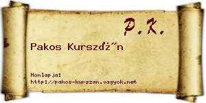Pakos Kurszán névjegykártya